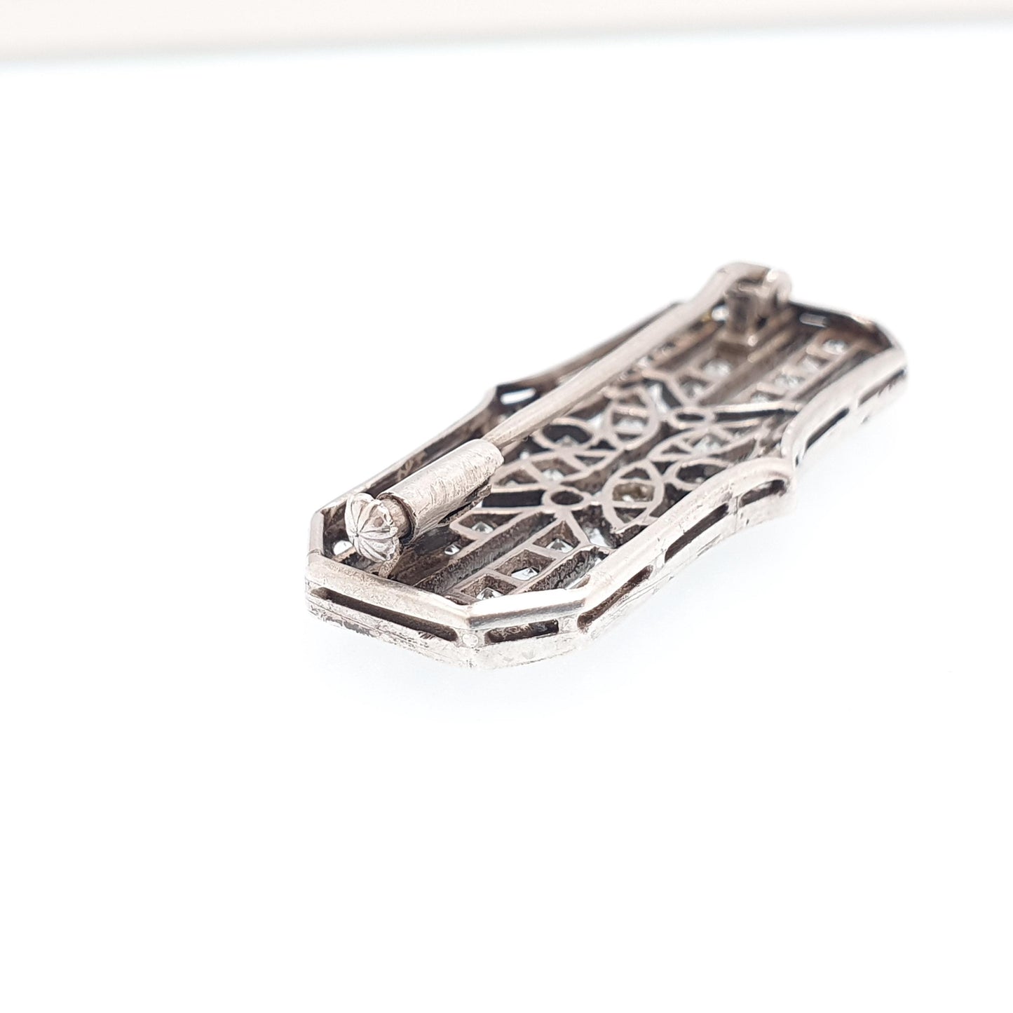 Antique Solid Silver Diamond Paste Brooch Genuine Art Deco 1920s Sparkly Flapper Girl Vintage Womens Jewelry Jewellery