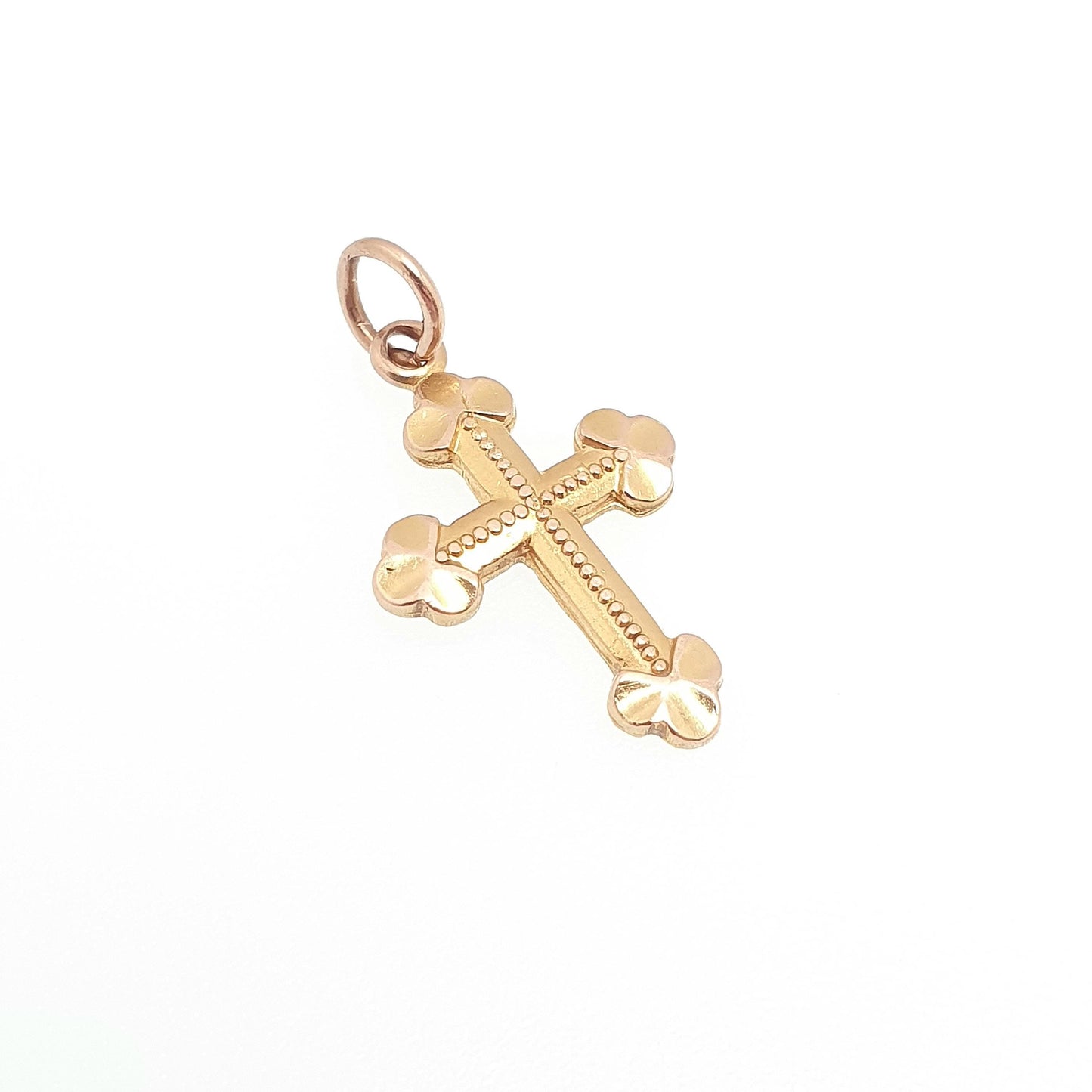 Vintage GEORG JENSEN 9ct 9k Gold Crucifix Charm Bulbed Cross Pendant Small Solid 9kt Necklace Jewellery Jewelry
