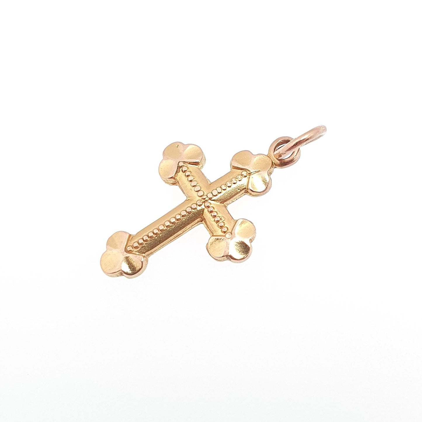 Vintage GEORG JENSEN 9ct 9k Gold Crucifix Charm Bulbed Cross Pendant Small Solid 9kt Necklace Jewellery Jewelry