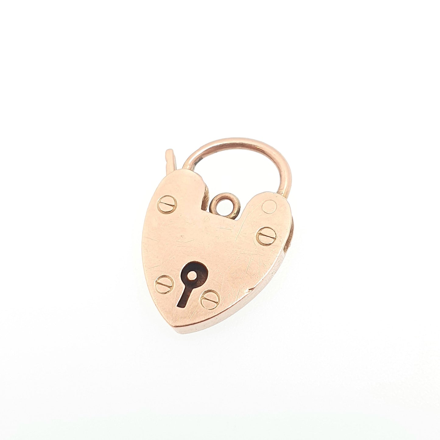Antique 9ct 9k Rose Gold Padlock Clasp Charm Victorian Necklace Pendant Bracelet Solid 9k 9 Carat Lock Vintage Womens Jewelry Jewellery