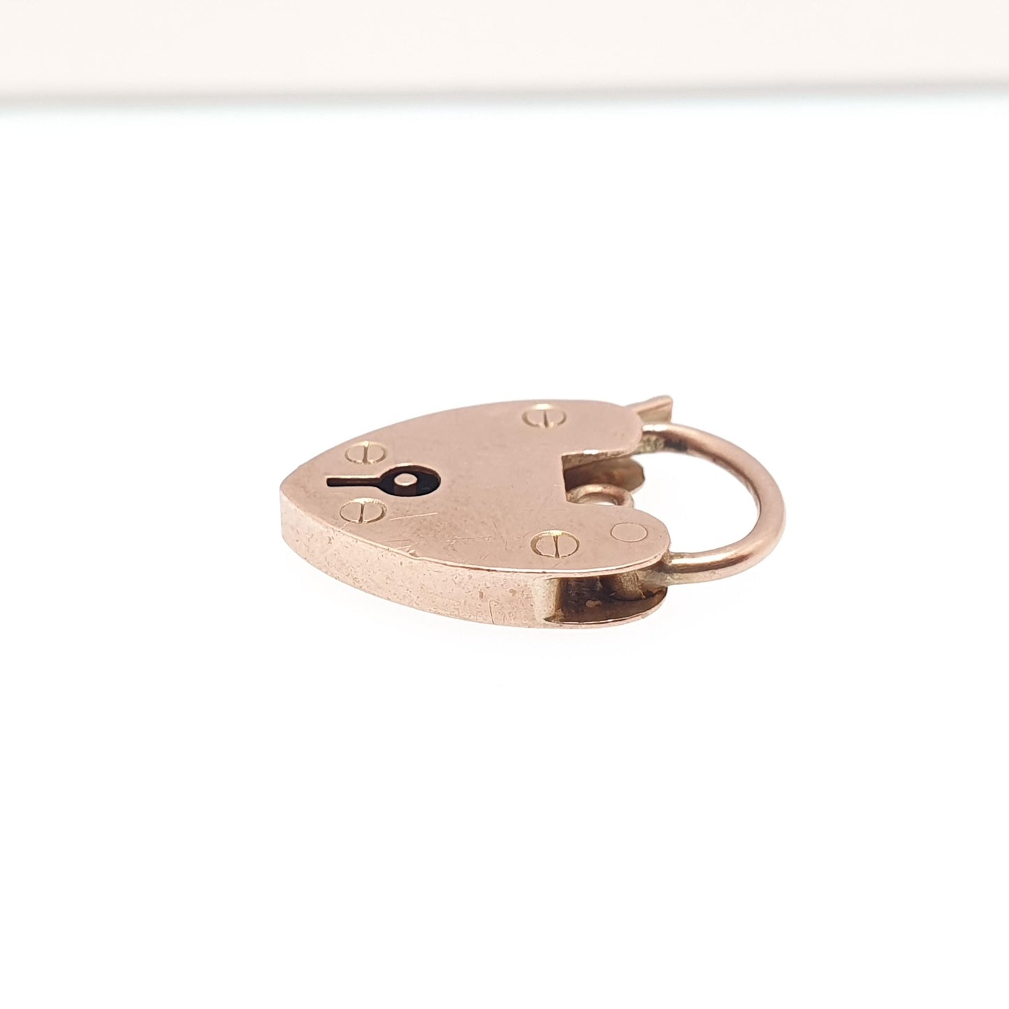 Antique 9ct 9k Rose Gold Padlock Clasp Charm Victorian Necklace Pendant Bracelet Solid 9k 9 Carat Lock Vintage Womens Jewelry Jewellery
