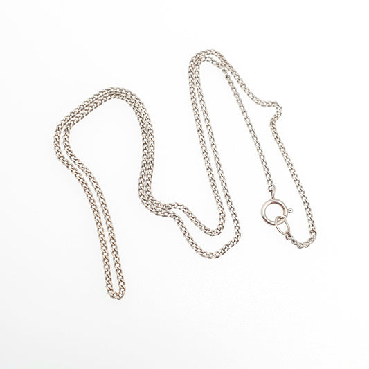 Vintage 9k 9ct White Gold Chain Necklace Curb Link 42cm 16.5" 2.93g Solid 375 9kt Jewellery Jewelry