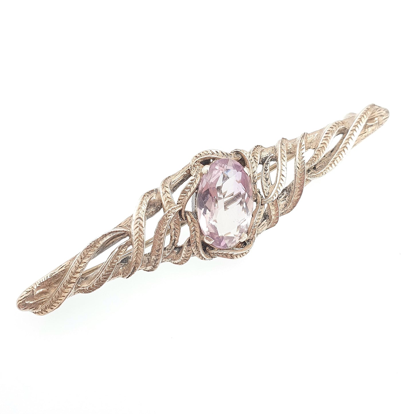 Antique Solid Silver Amethyst Brooch Genuine Real Gemstone Arts and Crafts Handmade Jewelry Jewellery