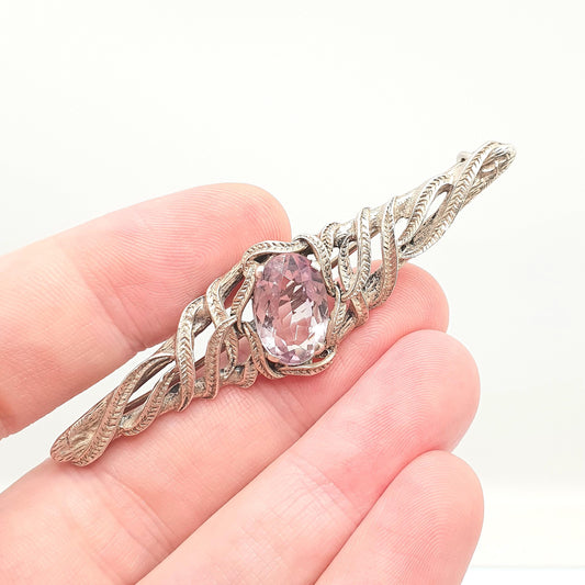 Antique Solid Silver Amethyst Brooch Genuine Real Gemstone Arts and Crafts Handmade Jewelry Jewellery