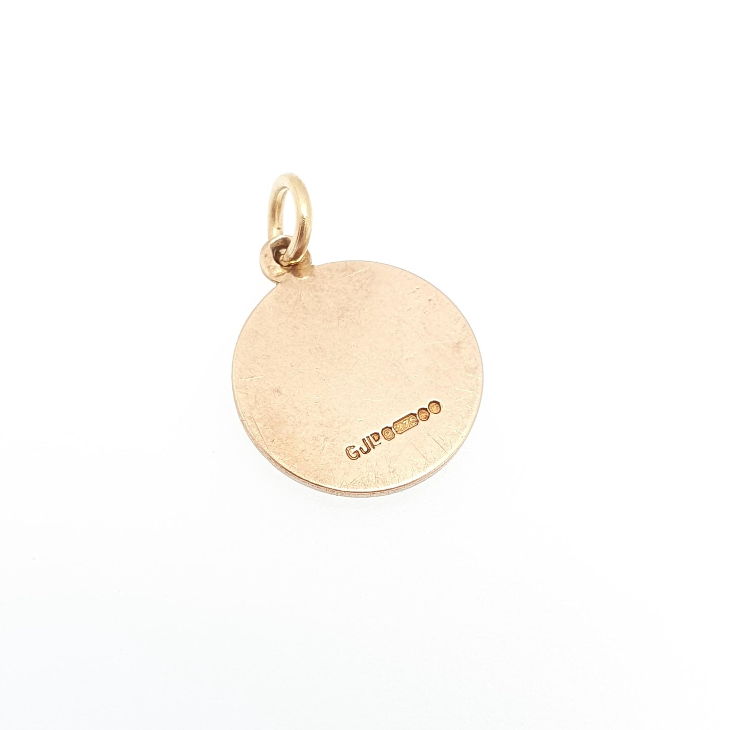 Vintage GEORG JENSEN 9ct 375 Gold St Christopher Charm Pendant Round Small Solid 9k Necklace Saint Jewellery Jewelry