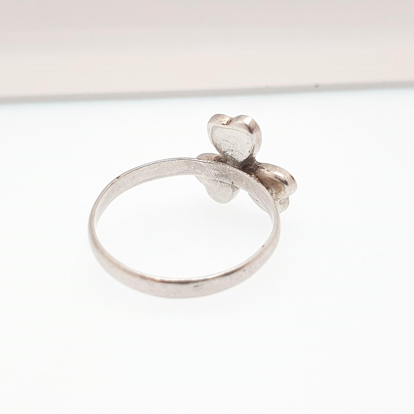 Old Vintage Sterling Silver Connemara Marble Clover Ring 1956 Hallmark Irish Lucky Signet Ireland Gemstone Vintage Womens