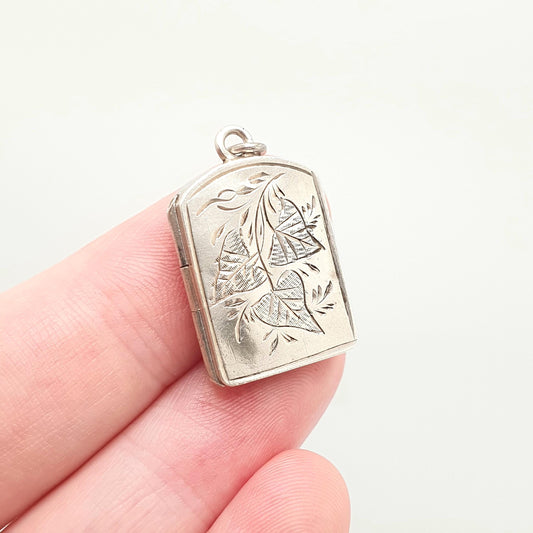 Antique Sterling Silver Locket Necklace 1883 Pendant Victorian Door Arch Shape Hallmarked Engraved Vintage Pendant Jewelry Jewellery