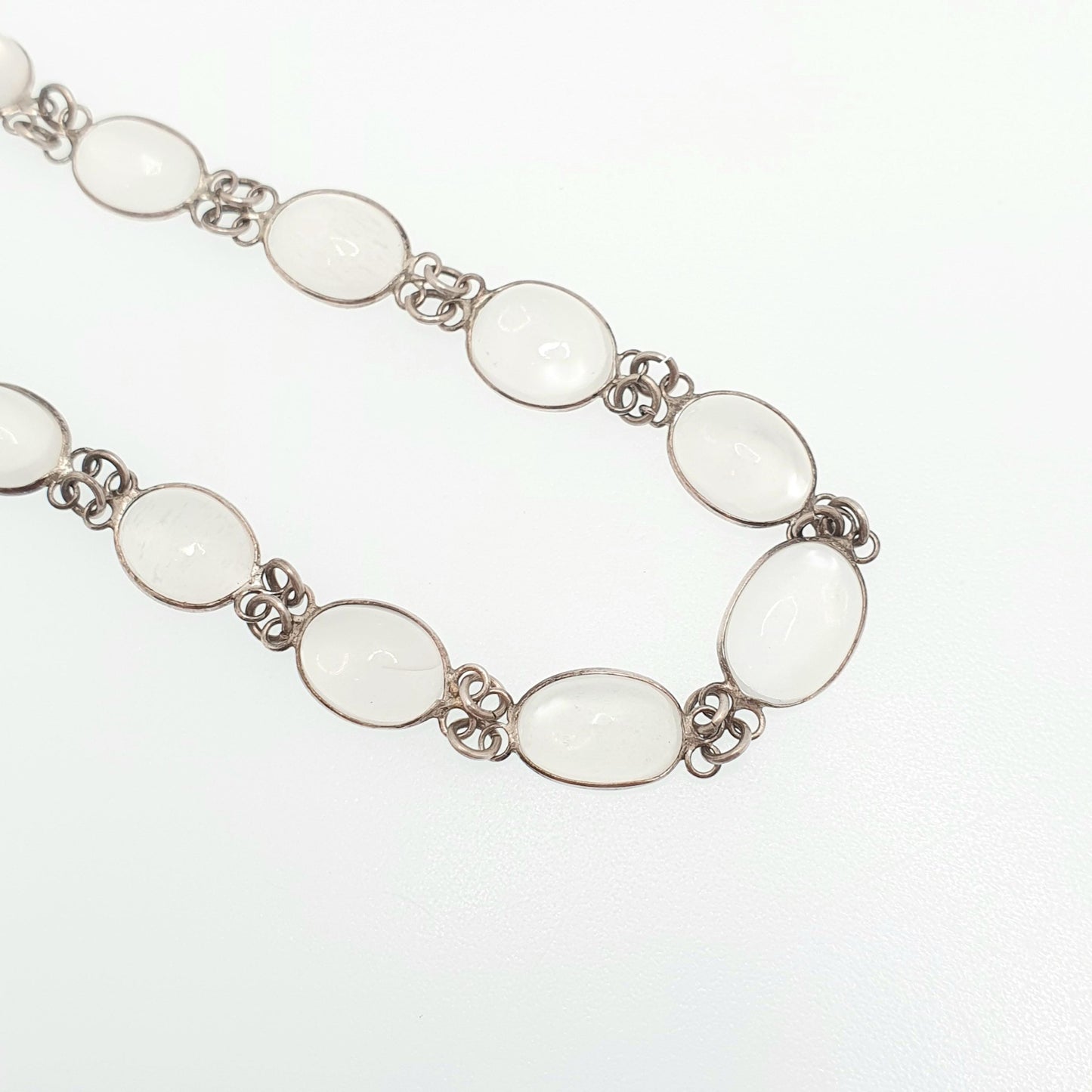 Antique Moonstone Solid Silver Bracelet Genuine Real Moonstones White Victorian Oval Cabochon Vintage Womens Jewelry Jewellery