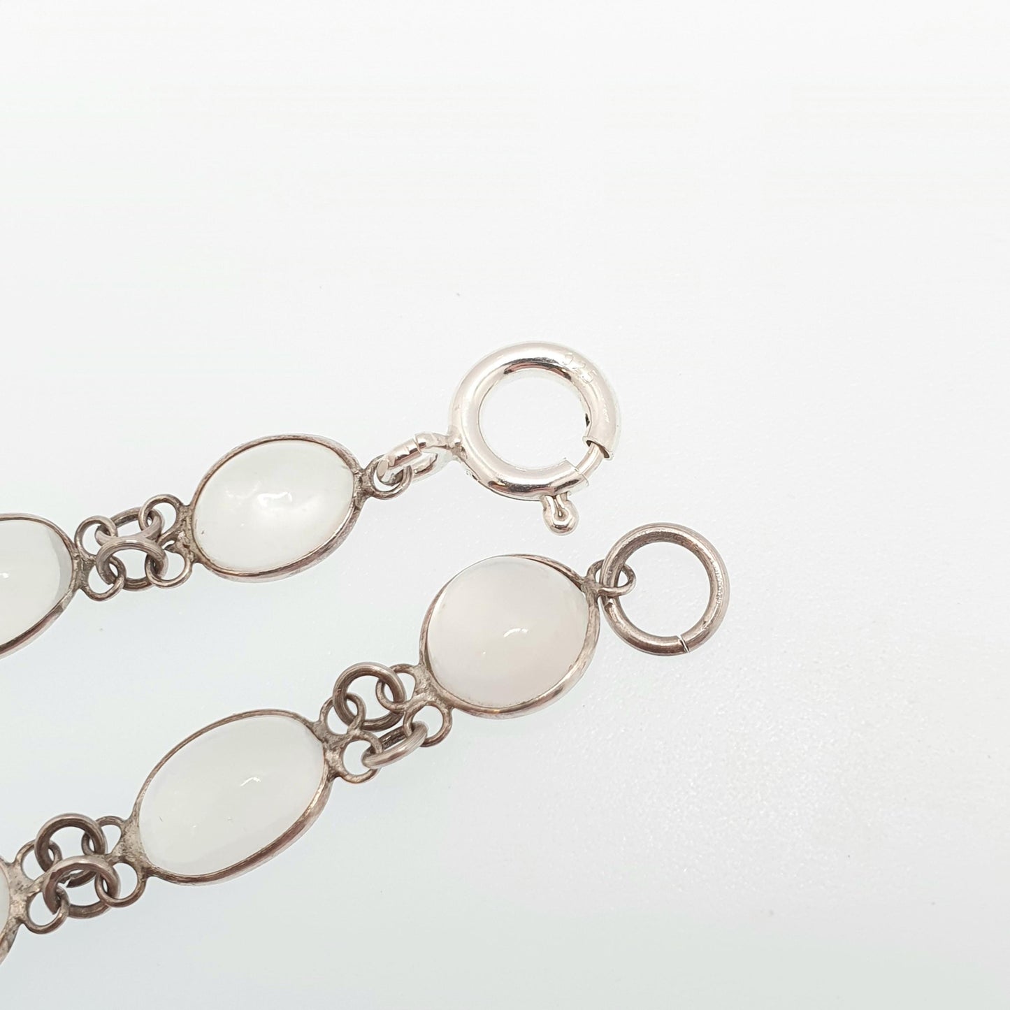 Antique Moonstone Solid Silver Bracelet Genuine Real Moonstones White Victorian Oval Cabochon Vintage Womens Jewelry Jewellery