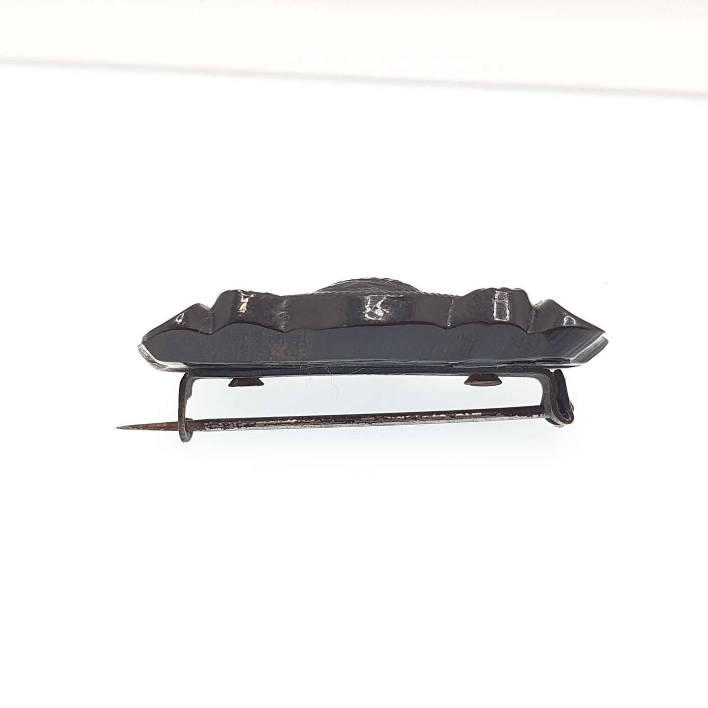 Antique Victorian Bog Oak Queen Victorian Brooch Engraved Mourning Whitby Jet Imitation 1800s Vintage Jewelry Jewellery