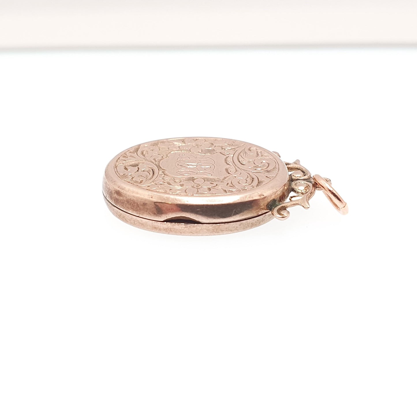 Antique 9ct Rose Gold Locket Solid 9k 375 Oval Engraved Initials Pendant Fine Back Front Necklace Jewelry Womens Jewellery