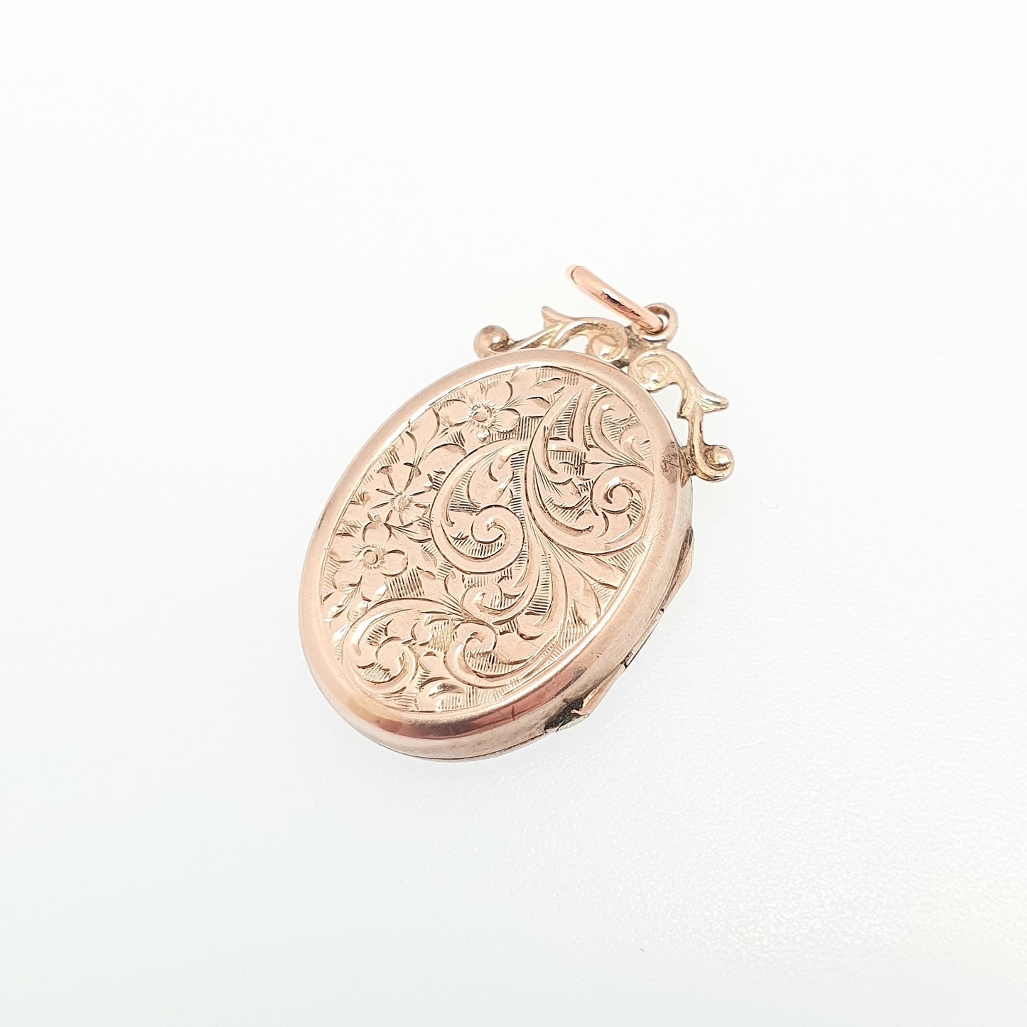 Antique 9ct Rose Gold Locket Solid 9k 375 Oval Engraved Initials Pendant Fine Back Front Necklace Jewelry Womens Jewellery