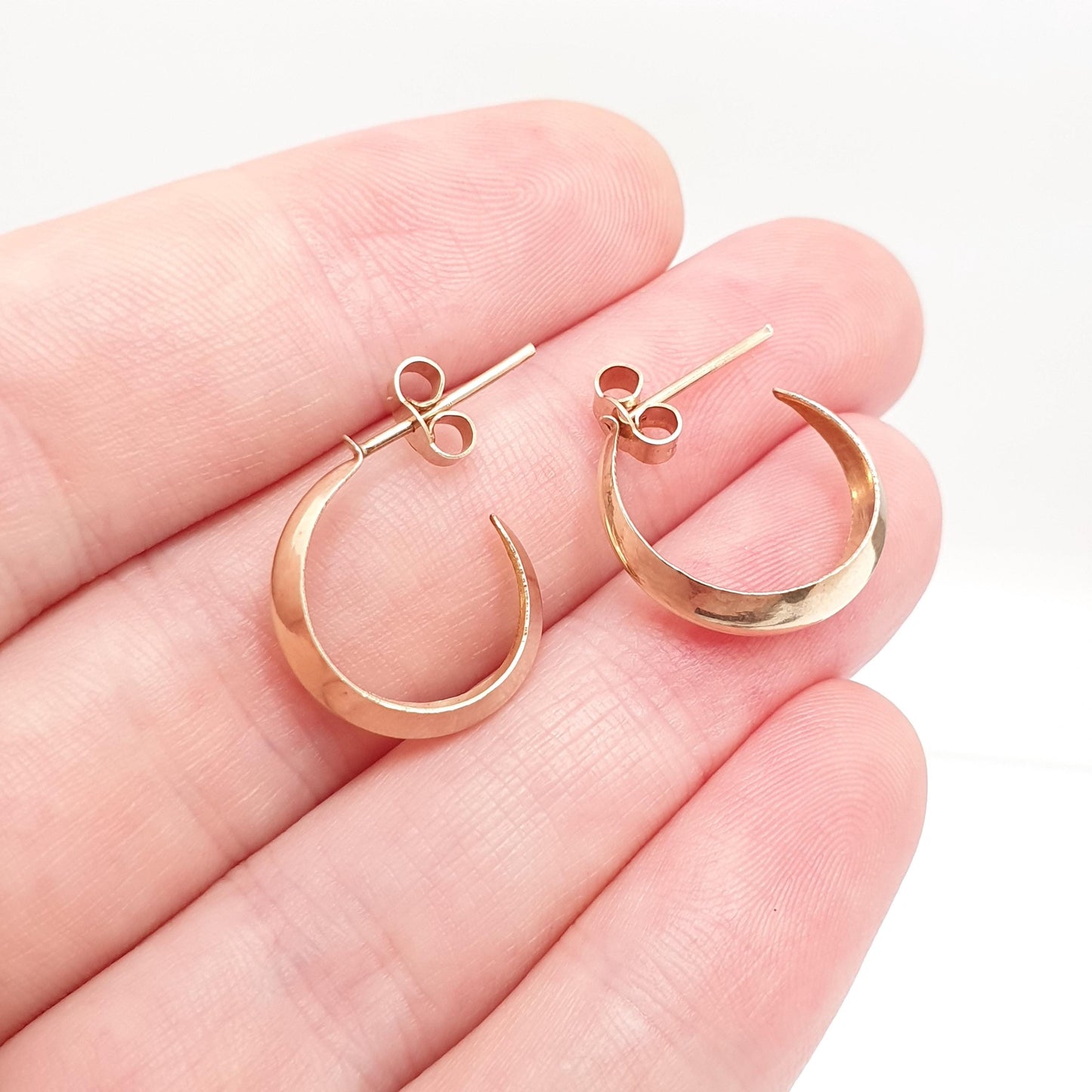 Vintage 9k 9ct Gold Hoop Earrings Stud Three Quarter Solid 375 Yellow Retro Solid 9kt 375 Womens Jewelry Jewellery