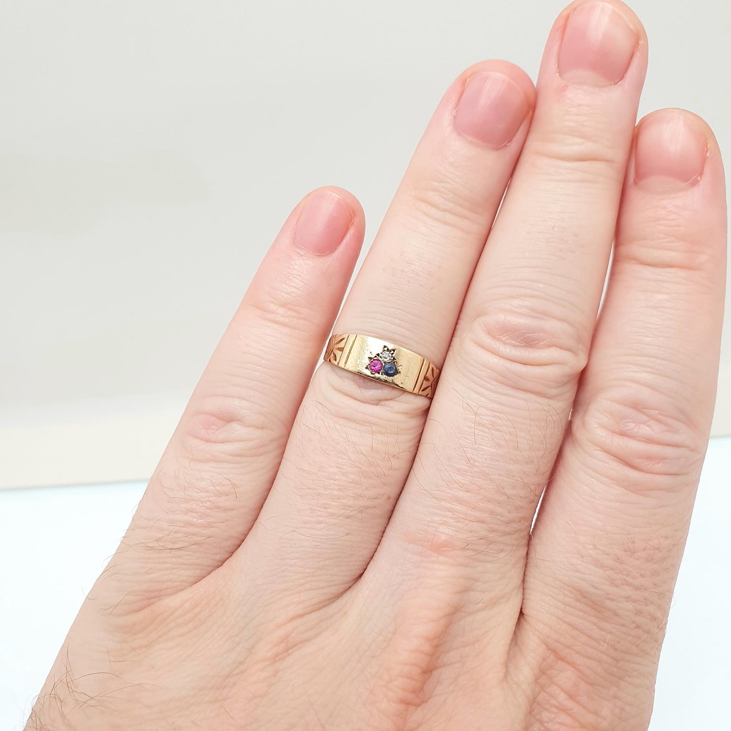 Antique 18ct Sapphire Diamond Ruby Ring Victorian Solid Gold 18k 750 18kt Gemstone Womens Vintage Jewelry Jewellery