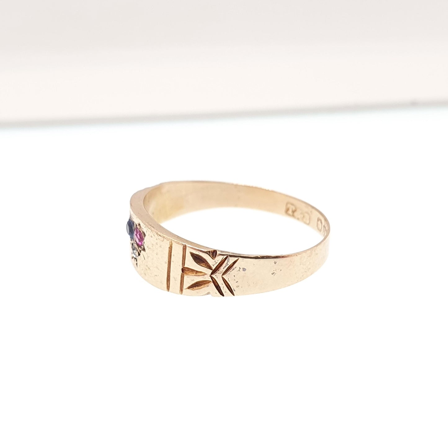 Antique 18ct Sapphire Diamond Ruby Ring Victorian Solid Gold 18k 750 18kt Gemstone Womens Vintage Jewelry Jewellery
