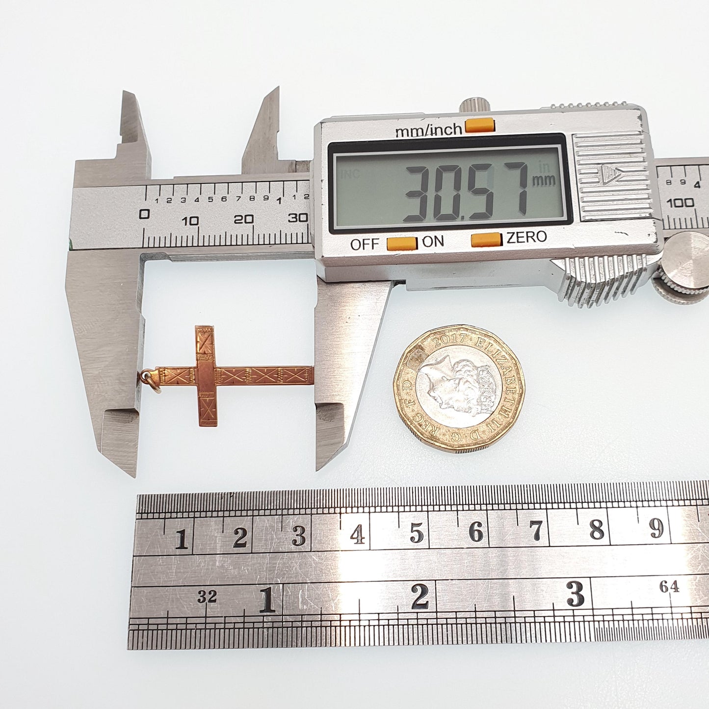 Antique 9ct 9k Gold Crucifix Necklace Rose Cross Pendant X Pattern Cruciform Solid 375 Vintage Womens Mens