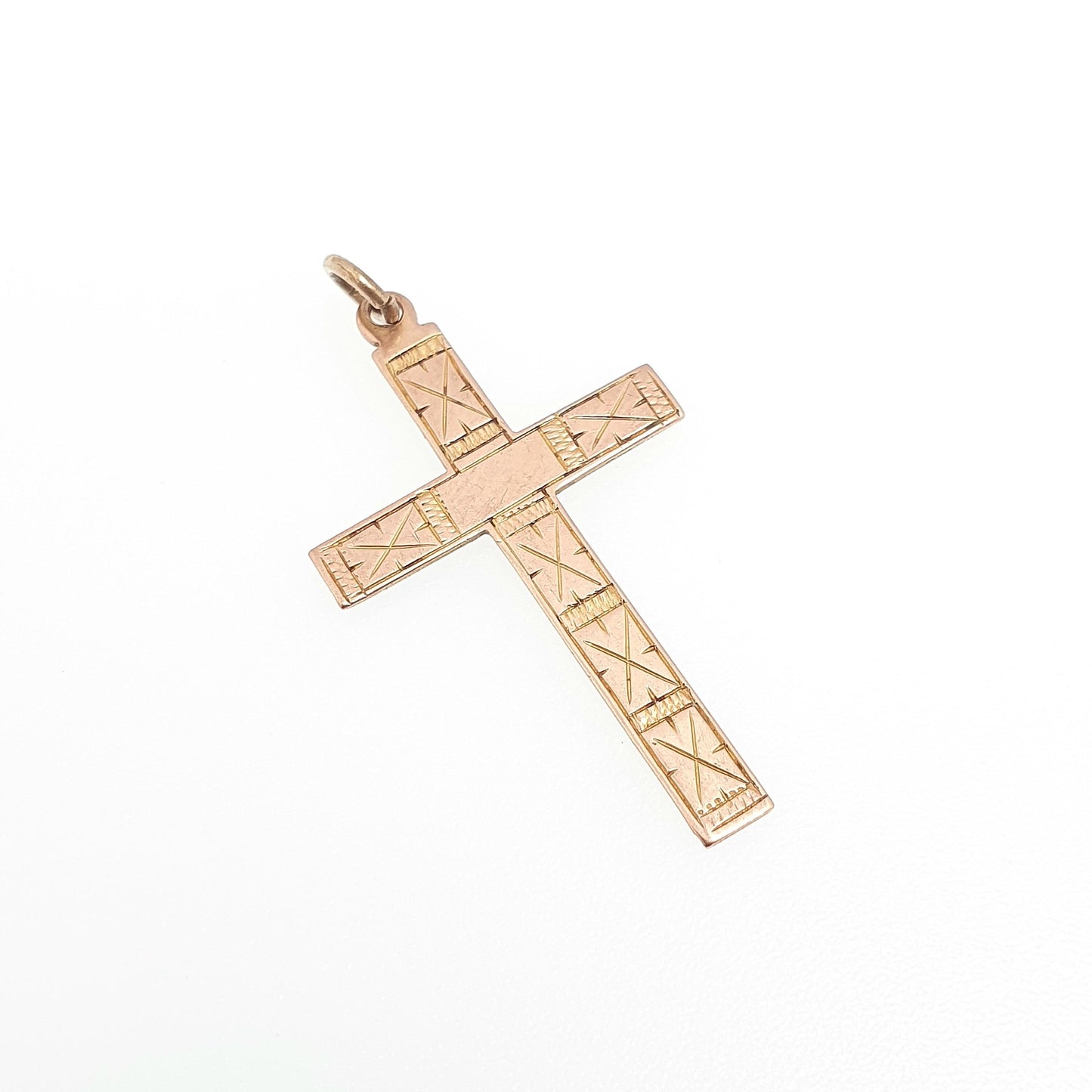 Antique 9ct 9k Gold Crucifix Necklace Rose Cross Pendant X Pattern Cruciform Solid 375 Vintage Womens Mens