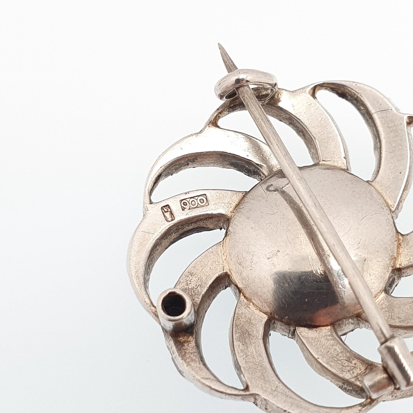 Antique Diamond Paste Solid Silver Brooch Victorian Spiral Swirl PARISIAN DIAMOND COMPANY Vintage Jewelry Jewellery