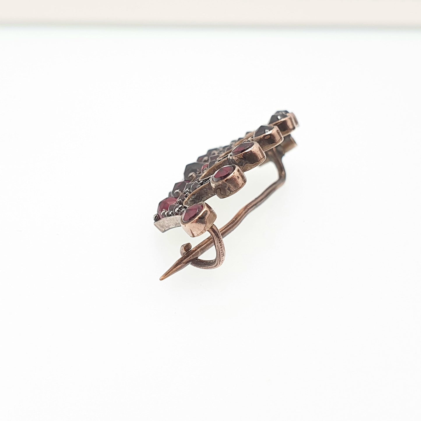 Antique Bohemian Garnet Crown Brooch Victorian Pin Rolled Gold Filled Renaissance Revival King Queen Vintage Womens Jewelry Jewellery