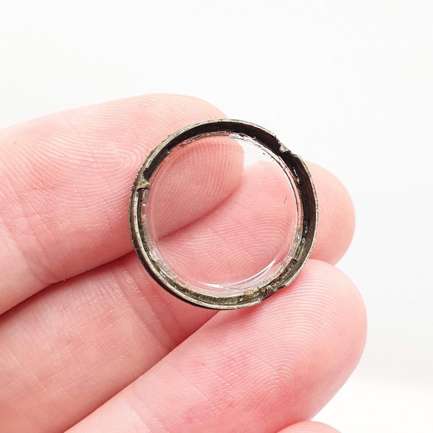 Antique Solid Silver Diamond Paste Locket Pendant Round Small Necklace Picture Photo Double Sided Soldier Jewelry