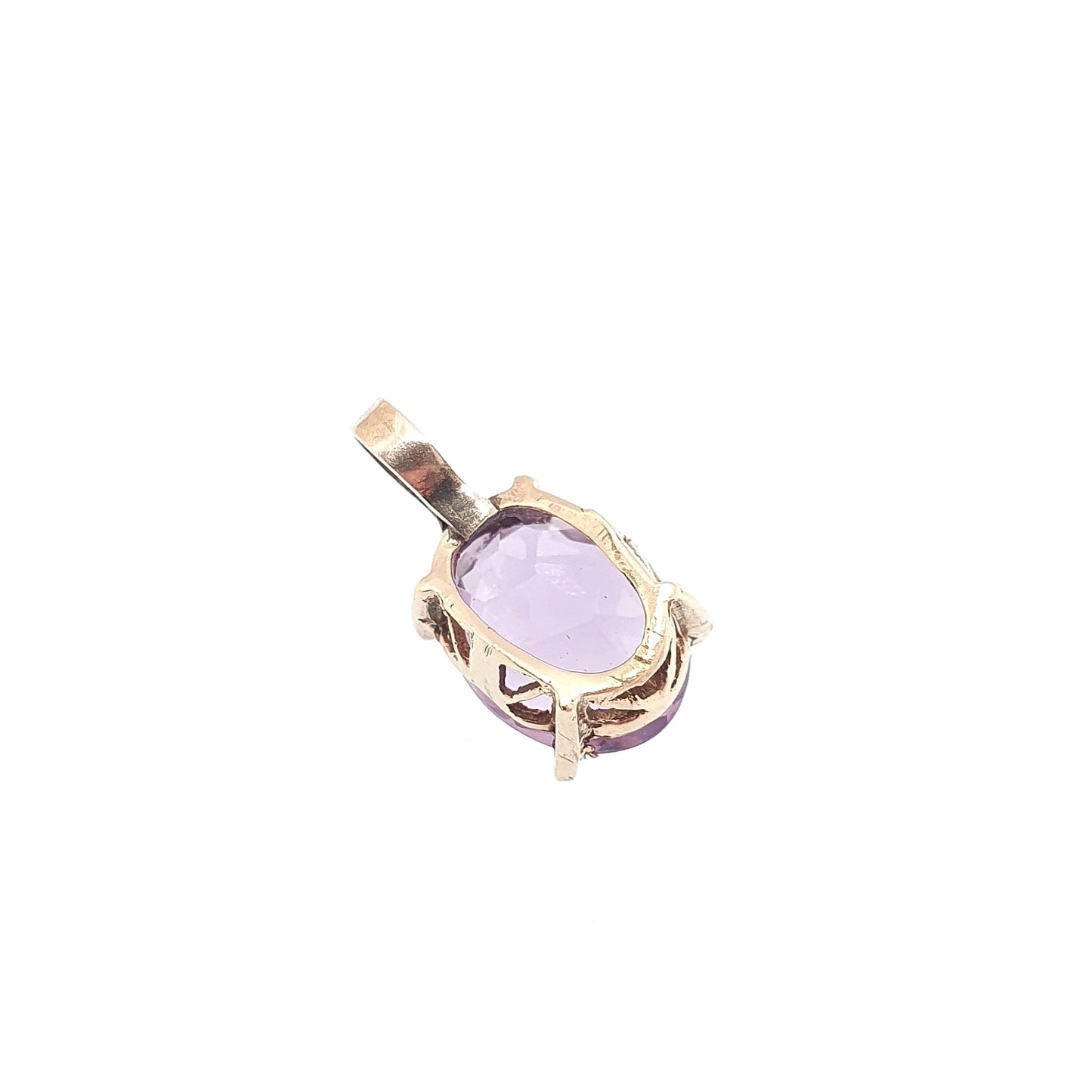 Vintage 9ct 9k Gold Amethyst Necklace Pendant Oval Cut Petite Tiny Small Solid 375 Retro Gemstone Carat Womens Ladies Jewellery Jewelry