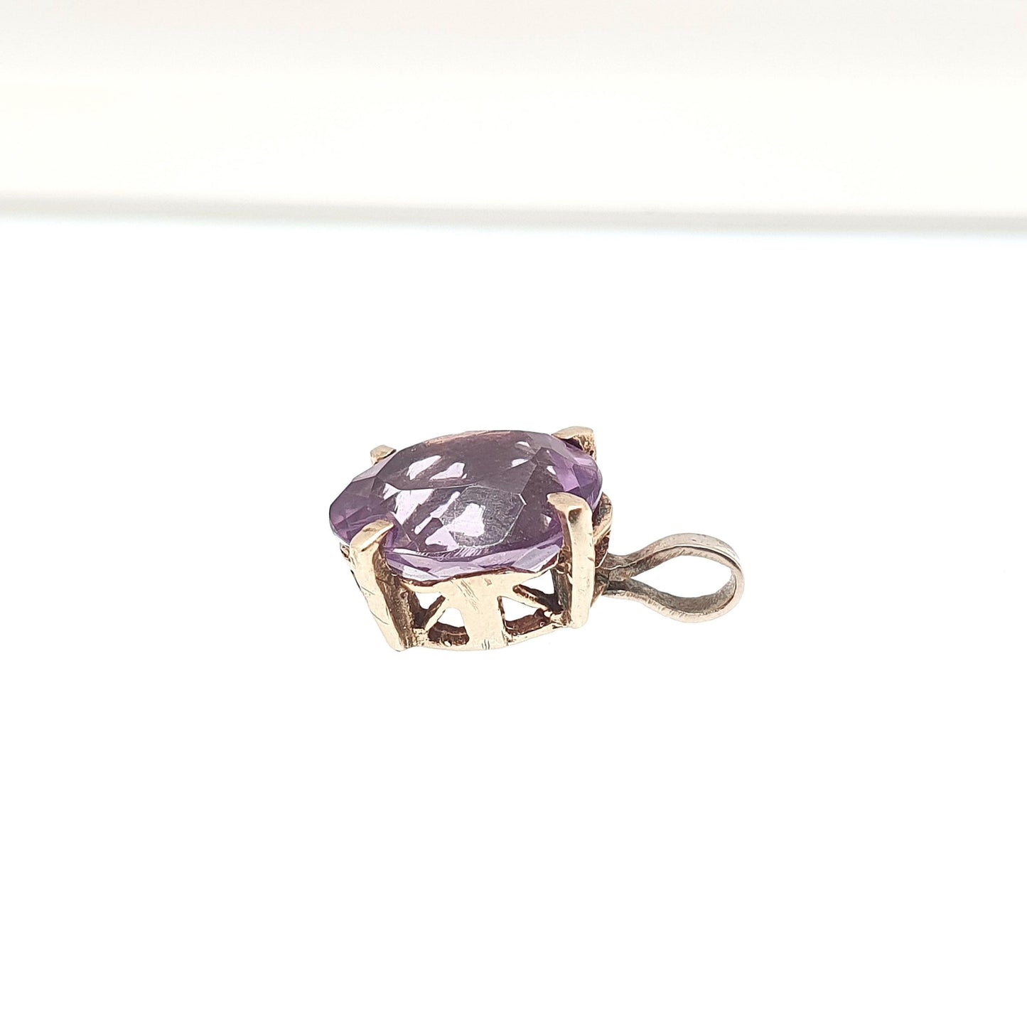 Vintage 9ct 9k Gold Amethyst Necklace Pendant Oval Cut Petite Tiny Small Solid 375 Retro Gemstone Carat Womens Ladies Jewellery Jewelry