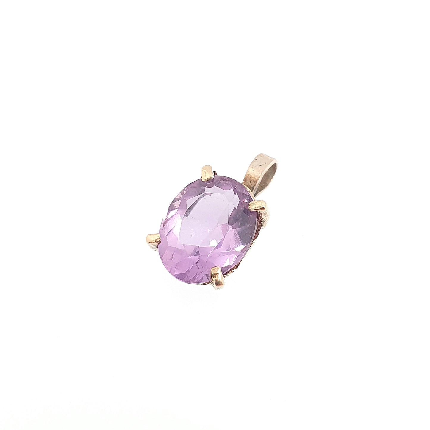 Vintage 9ct 9k Gold Amethyst Necklace Pendant Oval Cut Petite Tiny Small Solid 375 Retro Gemstone Carat Womens Ladies Jewellery Jewelry