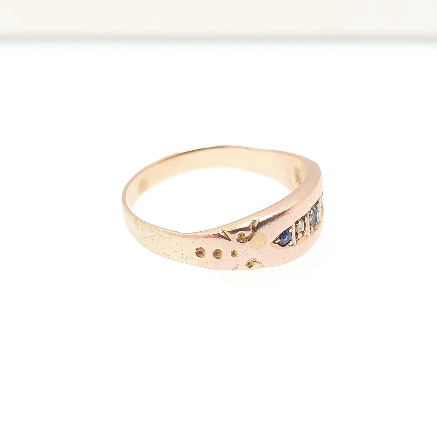 Antique 15ct Gold Sapphire Ring Diamond Victorian Solid 625 15 Carat Fine Estate Womens Vintage Jewelry Jewellery