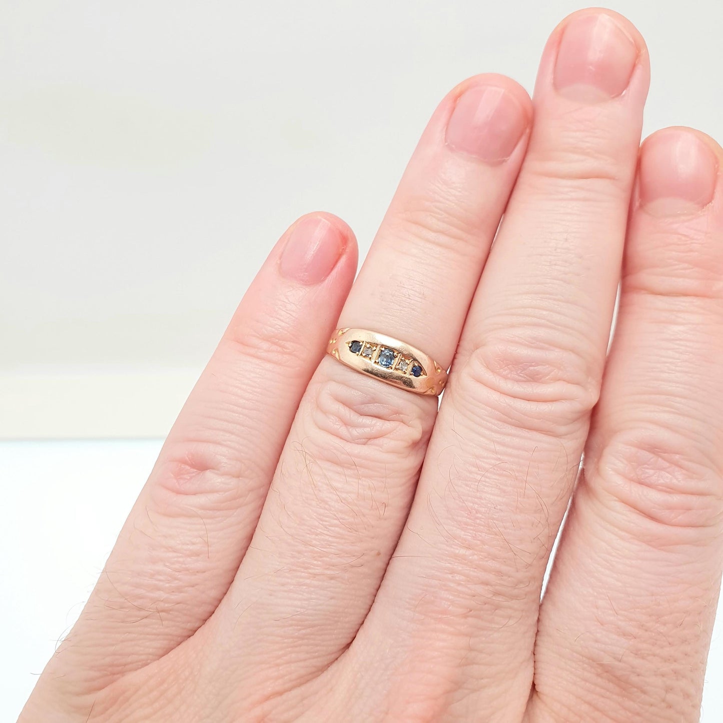 Antique 15ct Gold Sapphire Ring Diamond Victorian Solid 625 15 Carat Fine Estate Womens Vintage Jewelry Jewellery