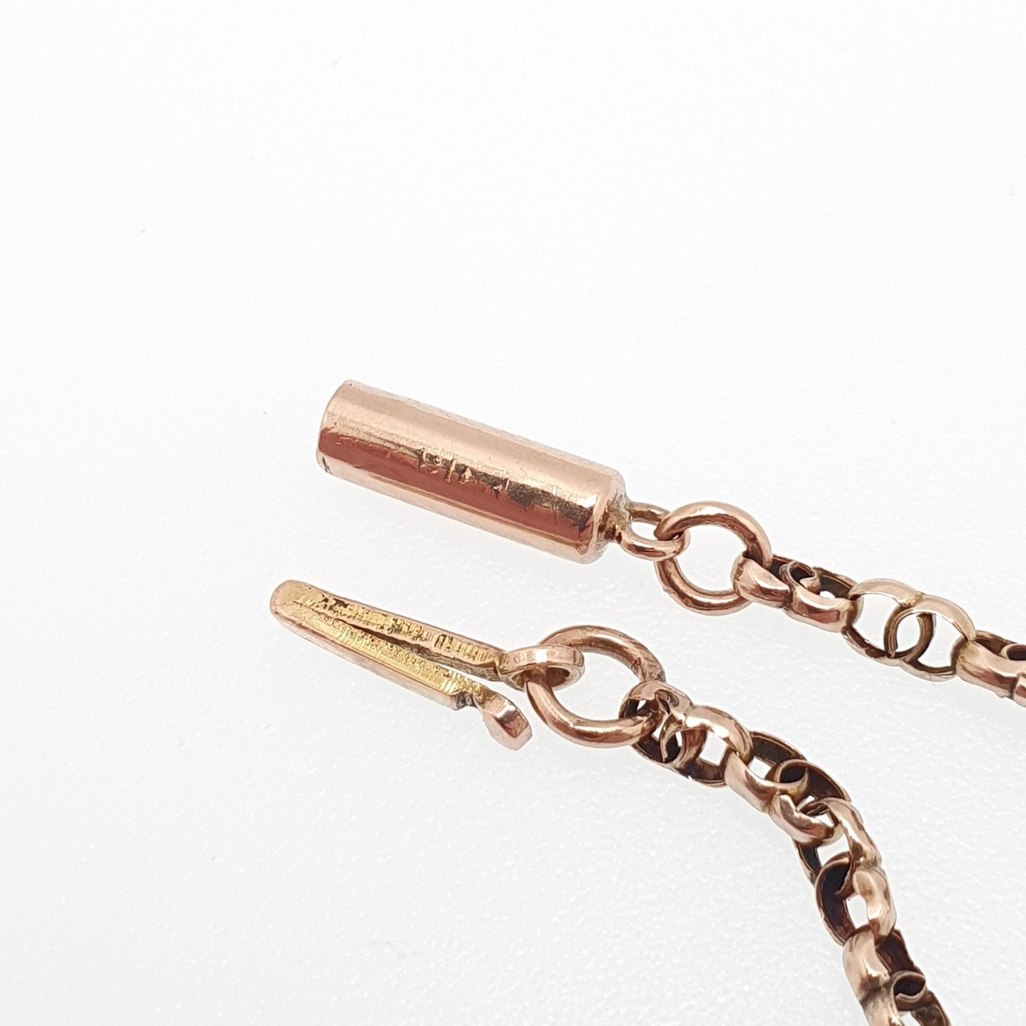 Antique Victorian 9ct Gold Muff Chain Necklace Figure 8 Link Infinity Solid 9k 375 Rose Gold Guard 100cm 8.77g Long Vintage