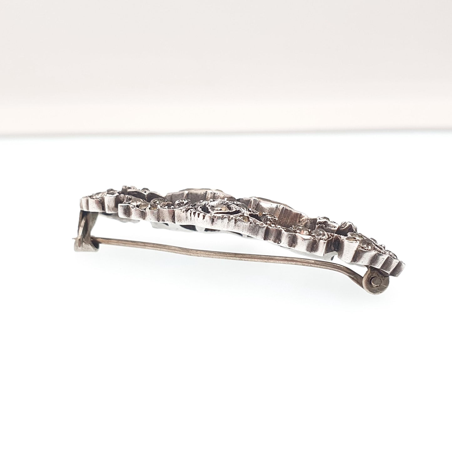 Antique Victorian Solid Silver Diamond Paste Brooch Georgian Style Cluster Foiled Diamond Pastes Oval Cut Vintage Womens Jewelry Jewellery