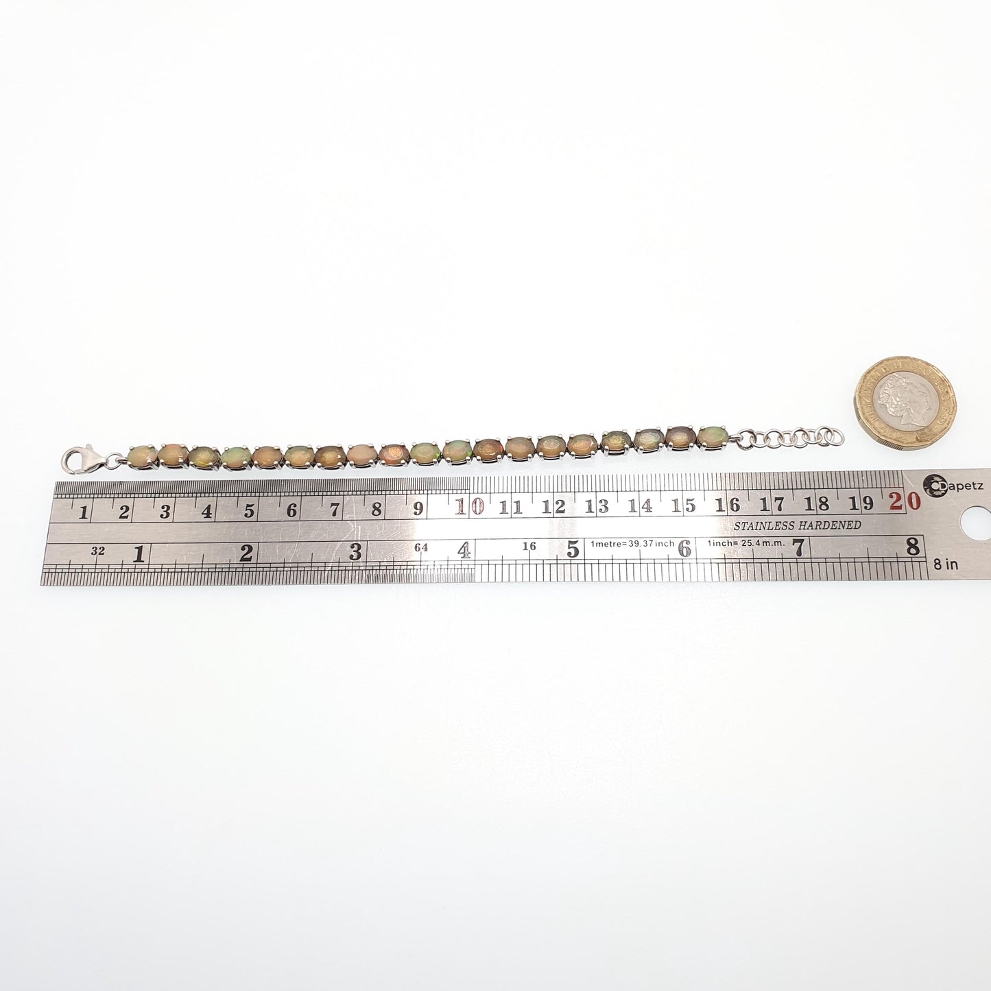 Vintage Sterling Silver Opal Tennis Bracelet Solid 925 TGGC Oval Cut Ladies Womens Jewelry Retro Jewellery