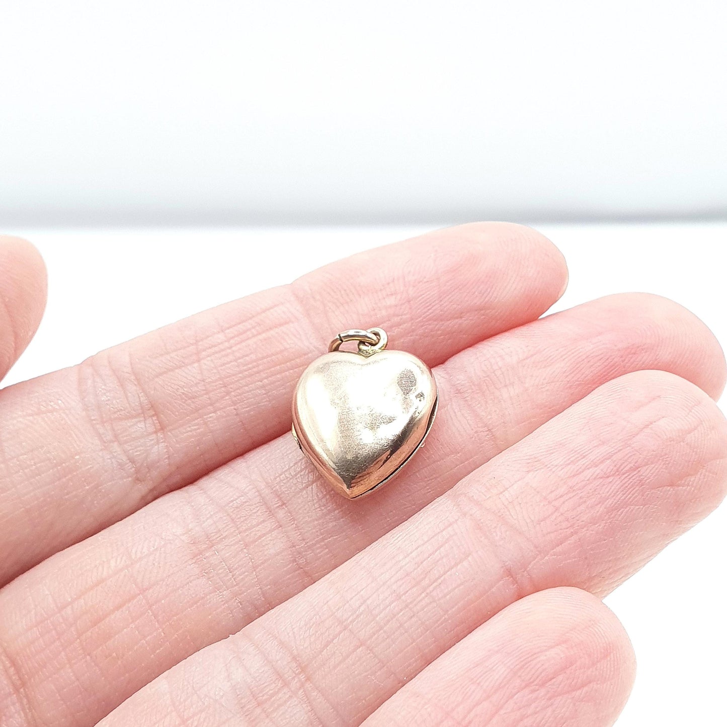 Antique Victorian Rose Rolled Gold Tiny Heart Locket Vintage Womens Gold Filled Jewellry Jewellery