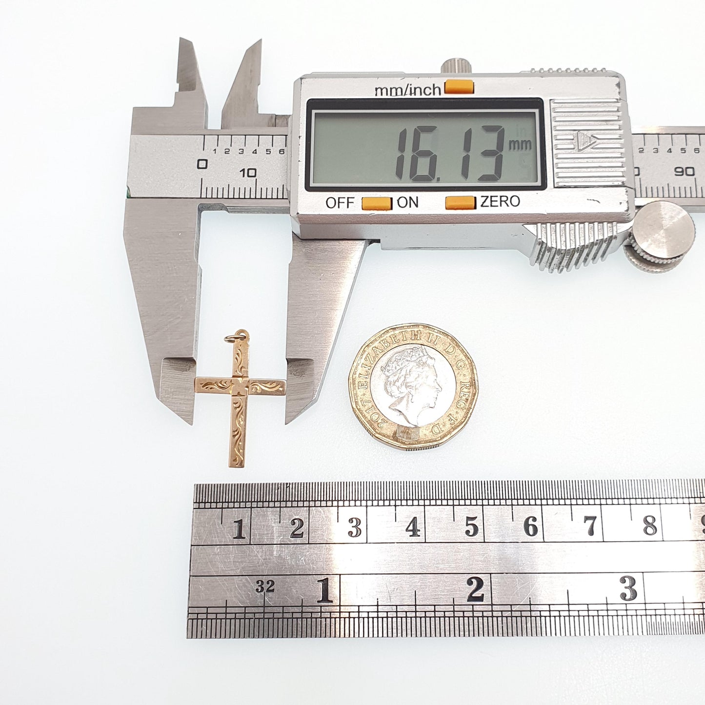 Antique 9ct 9k Gold Crucifix Necklace Cross Pendant Engraved Solid 375 9kt Vintage Womens Mens Jewellery Jewelry