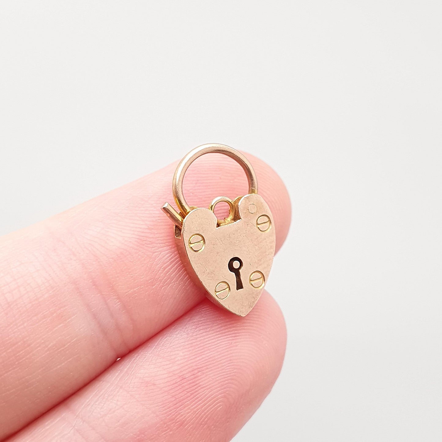 Antique 9ct 9k Rose Gold Padlock Clasp Charm Victorian Necklace Pendant Bracelet Solid 9k 9 Carat Lock Vintage Womens Jewelry Jewellery