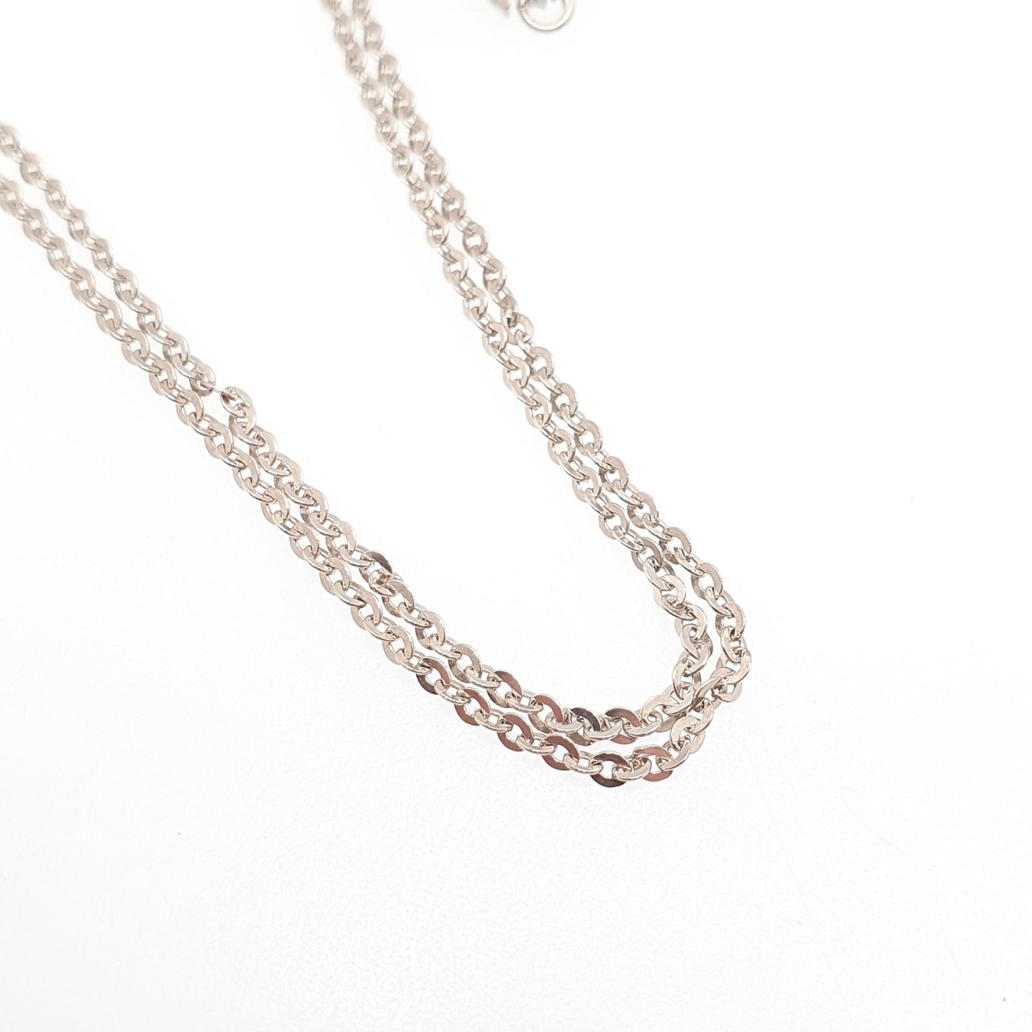 Antique Sterling Silver Chain Necklace Cable Link 41cm 16.1" 1.72g Trace Oval Links Genuine Fine Womens Vintage Jewelry Jewellery