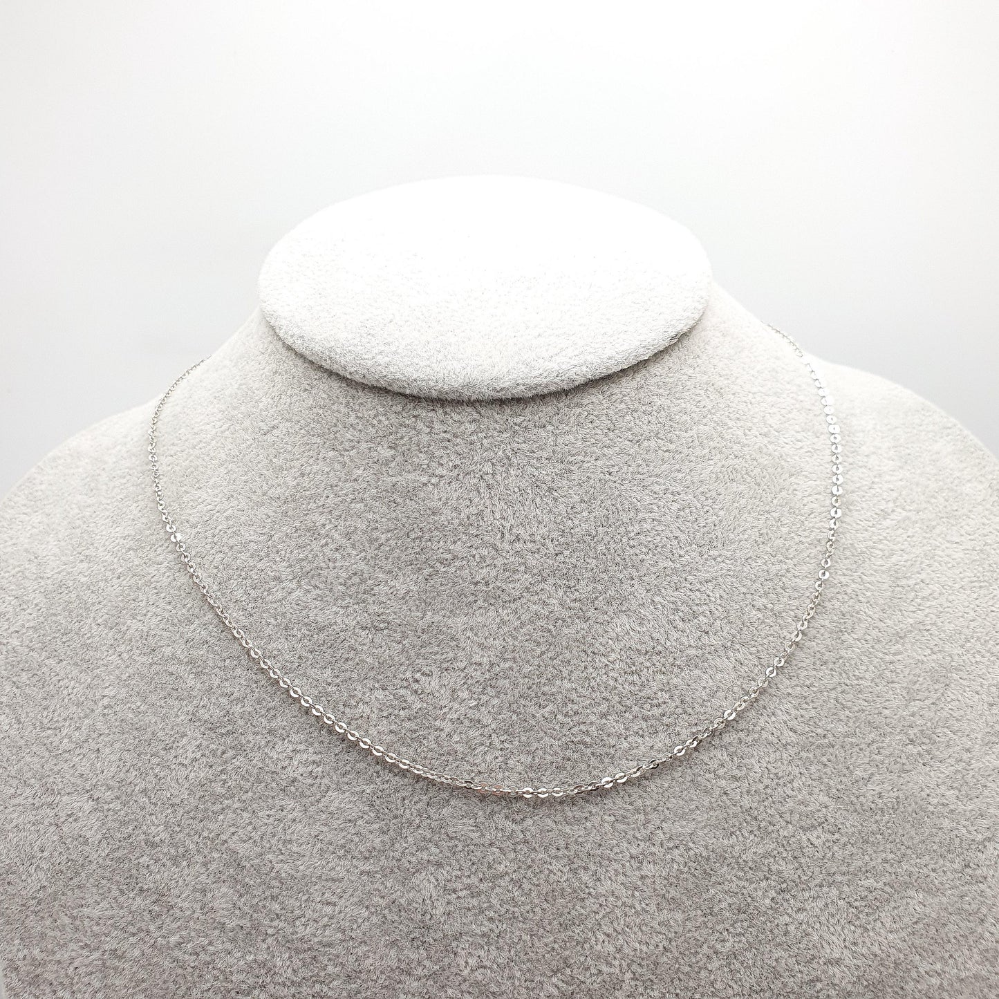 Antique Sterling Silver Chain Necklace Cable Link 41cm 16.1" 1.72g Trace Oval Links Genuine Fine Womens Vintage Jewelry Jewellery