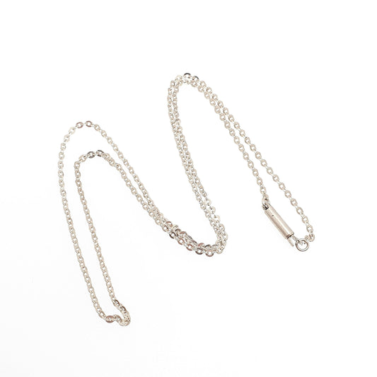 Antique Sterling Silver Chain Necklace Cable Link 41cm 16.1" 1.72g Trace Oval Links Genuine Fine Womens Vintage Jewelry Jewellery