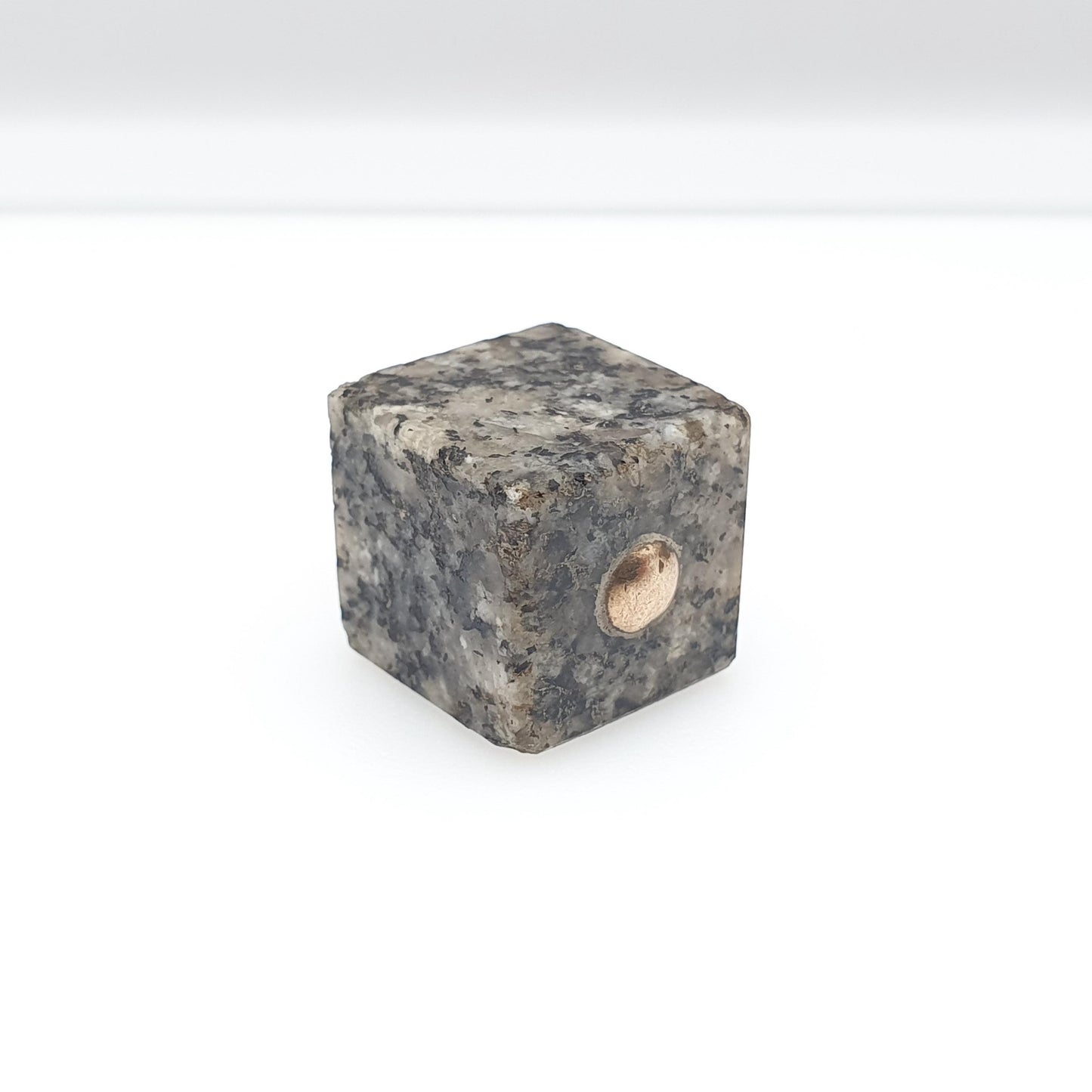Antique 9ct 9k Gold Aberdeenshire Granite Pendant Fob Necklace Square Cube Grey Scottish Charm Hardstone Jewelry Jewellery
