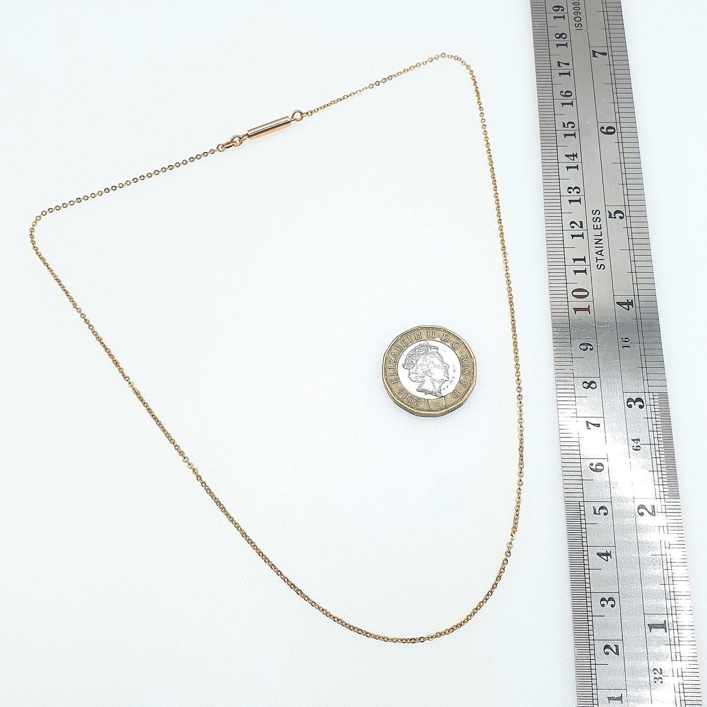 Antique Rose Rolled Gold Chain Necklace Cable Trace Link Gold Filled 44cm 17.3" 1.91g Vintage Mens Womens