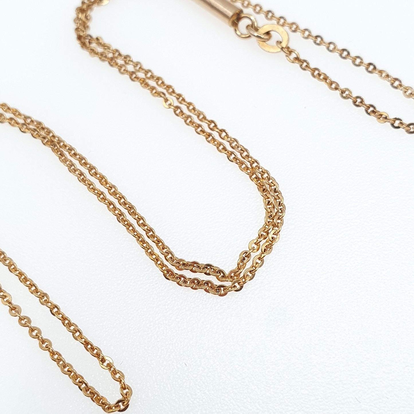 Antique Rose Rolled Gold Chain Necklace Cable Trace Link Gold Filled 44cm 17.3" 1.91g Vintage Mens Womens