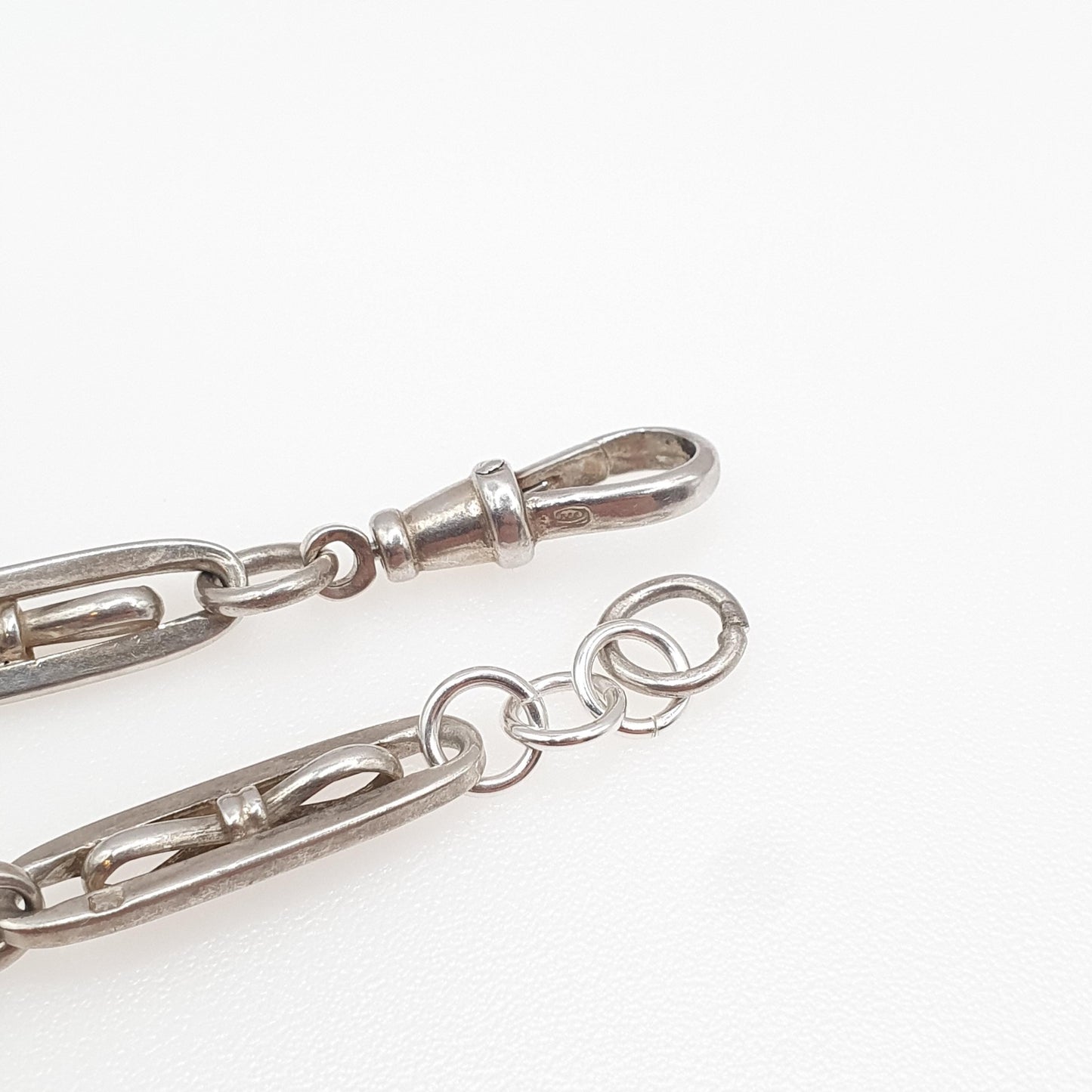 Antique Sterling Silver Albert Chain Bracelet Fancy Knot Link Victorian 12.65g 18.5cm Dog Clip Art Nouveau Jewelry Jewellery Womens