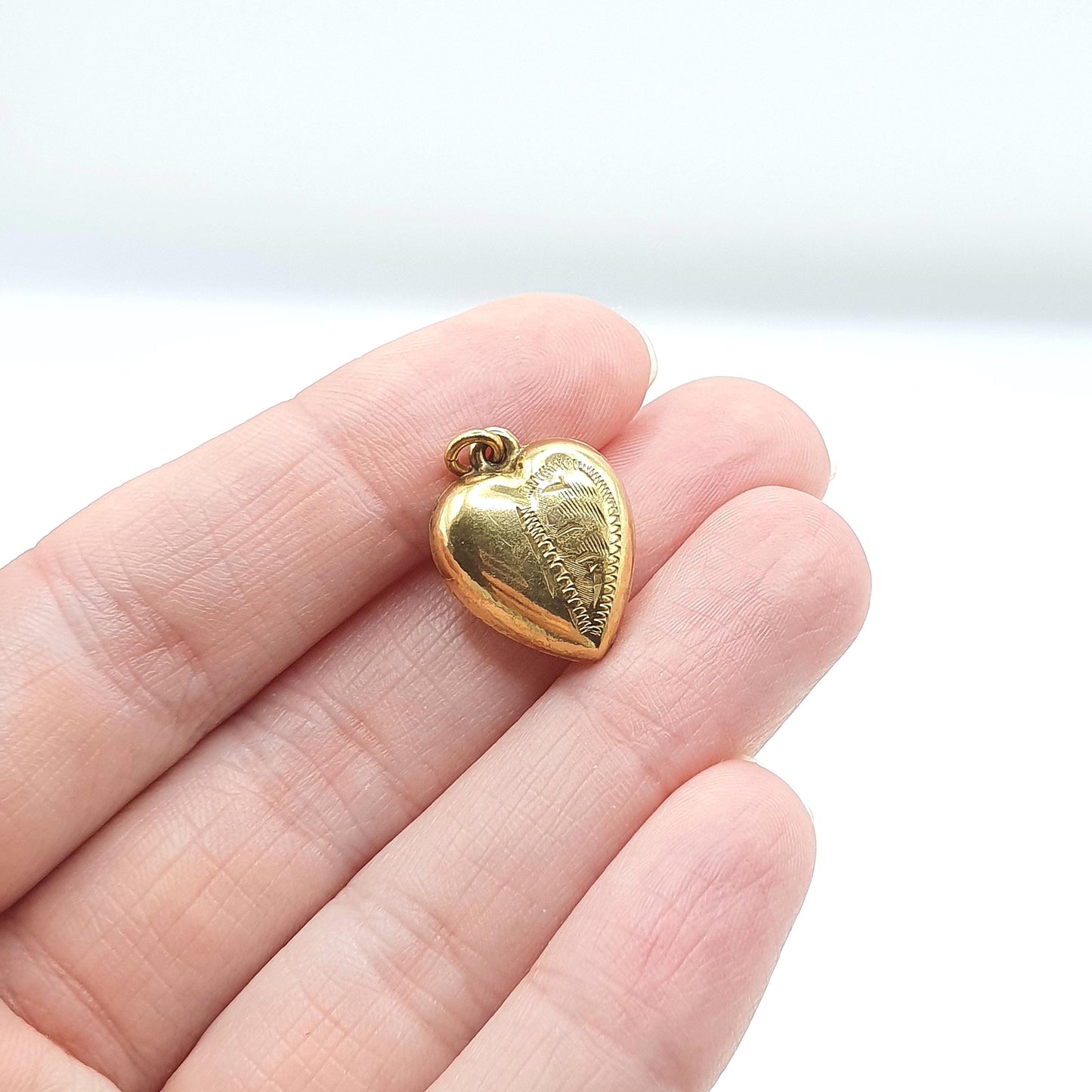 Antique Rolled Gold Heart Pendant Charm Gold Filled Love Romantic Necklace Vintage Womens