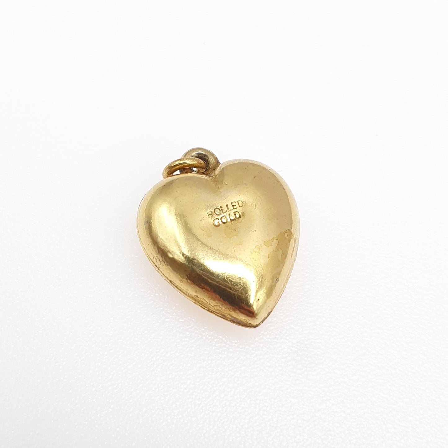 Antique Rolled Gold Heart Pendant Charm Gold Filled Love Romantic Necklace Vintage Womens