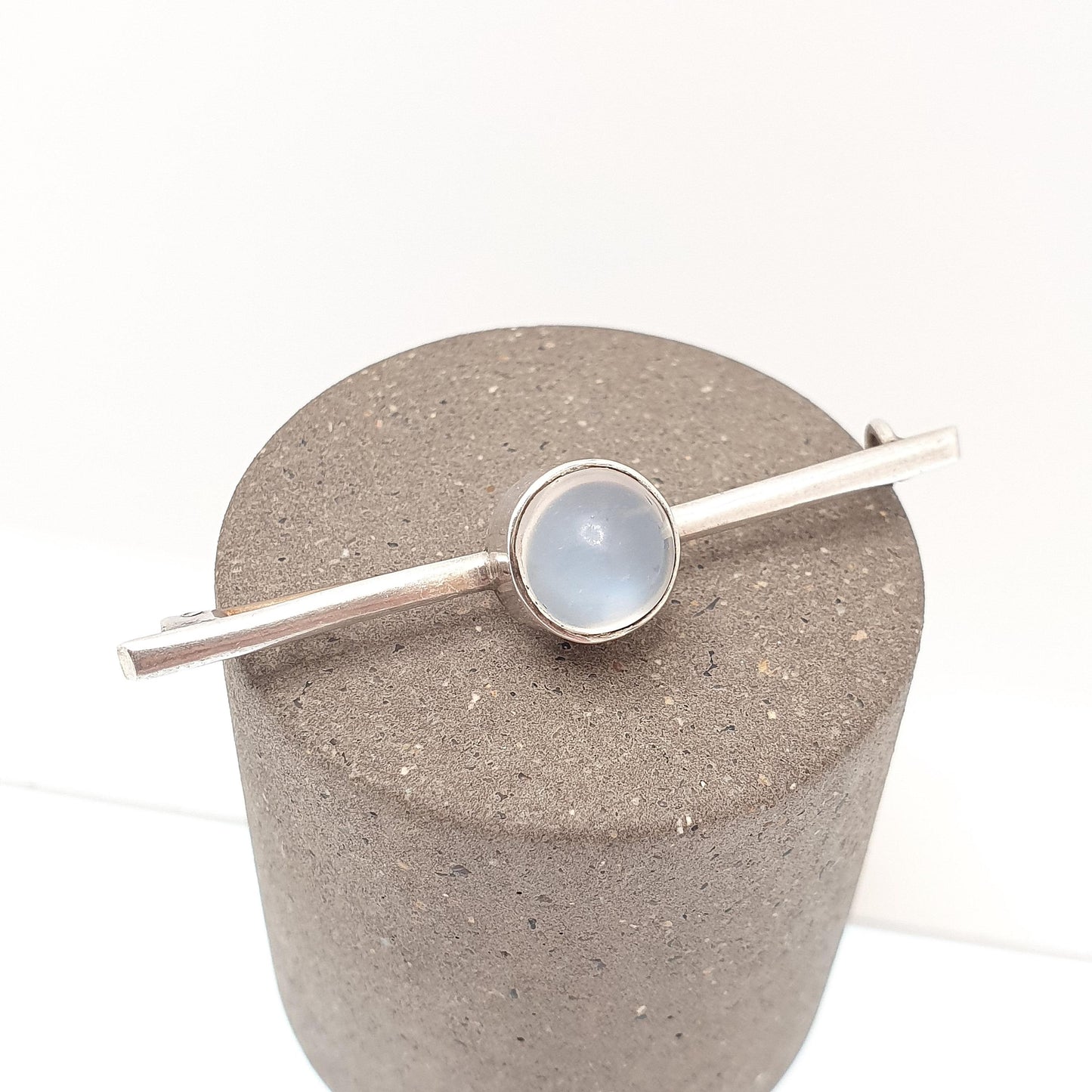 Antique Moonstone Brooch Solid Silver Victorian Vintage Bar Pin Cabochon Blue Adularescence Womens Jewelry Jewellery