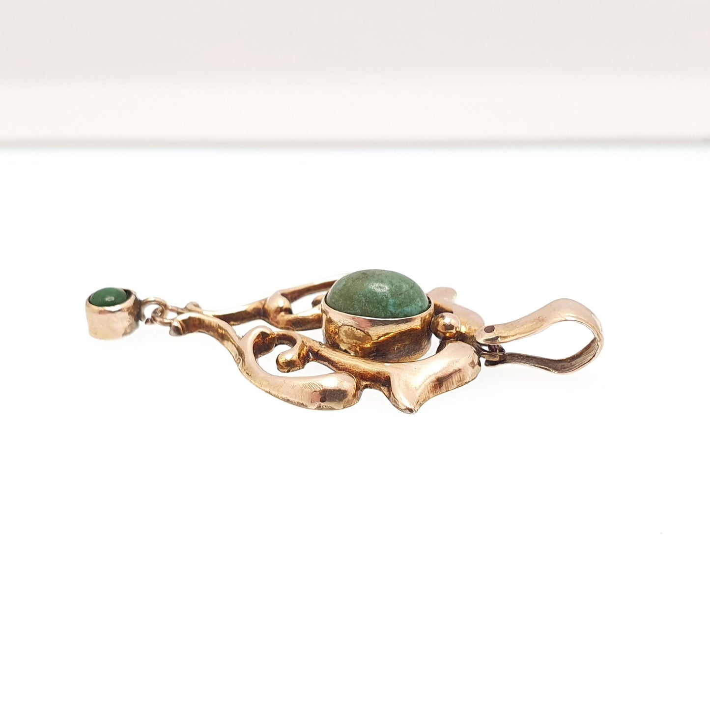 Antique 9ct 9k Gold Turquoise Pendant Art Nouveau Necklace Natural Gemstone Solid 375 Vintage Womens Jewellery Jewelry