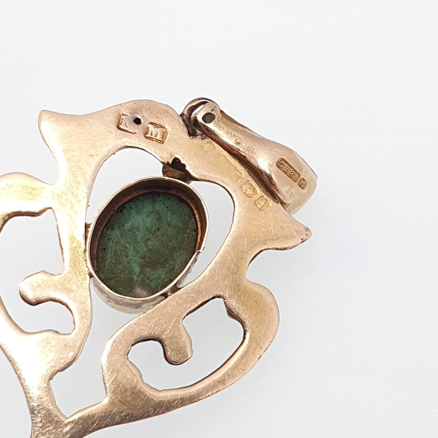 Antique 9ct 9k Gold Turquoise Pendant Art Nouveau Necklace Natural Gemstone Solid 375 Vintage Womens Jewellery Jewelry