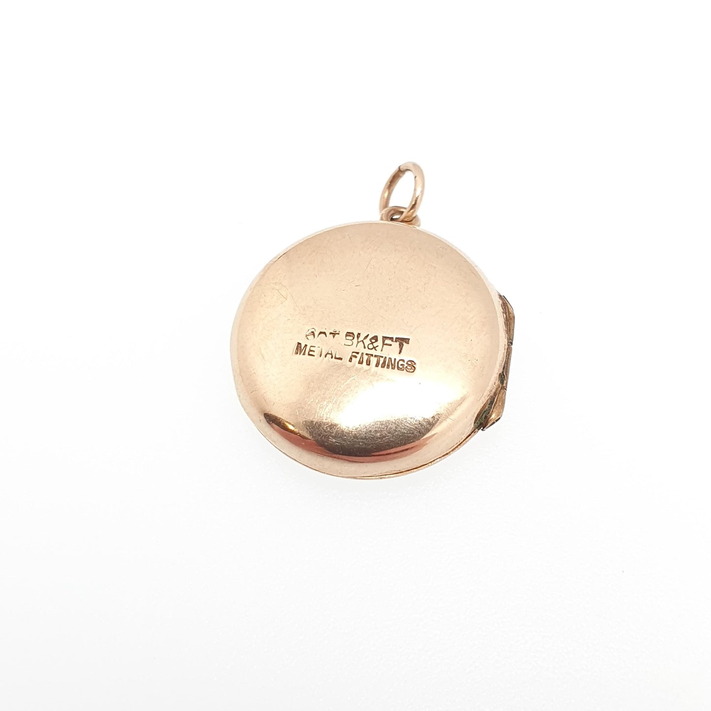 Antique 9ct 9k Gold Locket Pendant Round Art Deco Geometric Pattern Solid 375 Back & Front Small Circle Photo Vintage Necklace