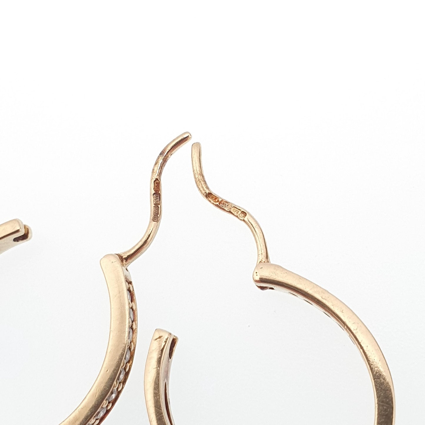 Vintage 9k 9ct Gold Diamond Earrings Hoop U Shape Brilliant Cut Solid 375 Gemstone Stud Latch Jewelry Retro Jewellery