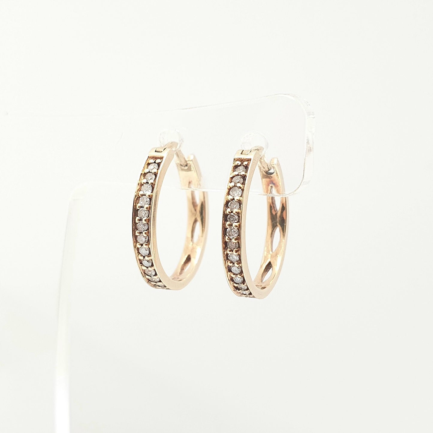 Vintage 9k 9ct Gold Diamond Earrings Hoop U Shape Brilliant Cut Solid 375 Gemstone Stud Latch Jewelry Retro Jewellery